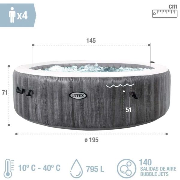 Uppblåsbart Spabad Intex Purespa Greywood Deluxe 196x71cm 795L - Bild 3