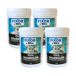 Klorgranulat Pool Fixor by Nitor Snabbklor 1kg 4-pack