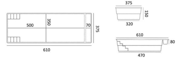 Glasfiberpool Europool Bahama 600 6,1x3,75x1,5 - Bild 2