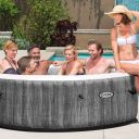 Uppblåsbart Spabad Intex Purespa Grey Wood Deluxe Set 216x71cm 1098L