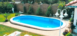 Stålväggspool Coralpool Oval 4.20 x 8.00m x 1.50m Blå Liner