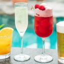 Ölglas Plast Stripe HB 40cl 6-pack