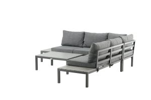 Loungegrupp Utomhus - Venture Home Odense Hörnsoffa 4-sits + Soffbord Svart/Grå inkl. dynor