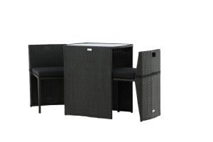 Caféset Utomhus - Venture Home Savanna Cafébord 50x66 + 2 Caféstolar Svart inkl. dynor