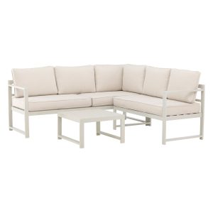 Loungegrupp Utomhus - Venture Home Salvador Hörnsoffa 4-sits + Soffbord Beige inkl. dynor
