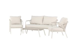 Loungegrupp Utomhus - Venture Home Sicily Soffa 2-sits + 2 Fåtöljer + Soffbord Beige inkl. dynor