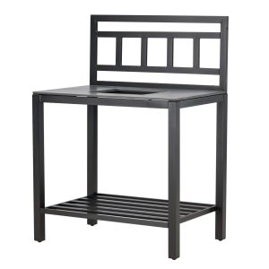 Utekök Modul - Venture Home Alicante Bänk med hål 90x60x128 Svart/Grå