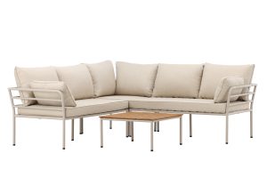 Loungegrupp Utomhus - Venture Home Penh Hörnsoffa 5-sits + Soffbord Beige/Natur inkl. dynor