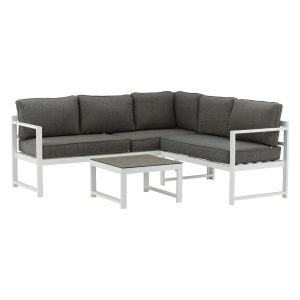 Loungegrupp Utomhus - Venture Home Salvador Hörnsoffa 4-sits + Soffbord Vit/Grå inkl. dynor