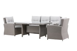 Loungegrupp Utomhus - Venture Home Brentwood Soffa 3-sits + 2 Fåtöljer + Soffbord Grå/Ljusgrå inkl. dynor