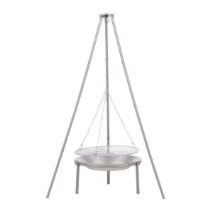 Eldfat med stativ - Venture Home Ukunda Ø50x140 Silver inkl. grillgaller