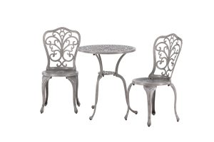 Caféset Utomhus - Venture Home Nandin Runt Cafébord Ø60 + 2 Caféstolar Silver