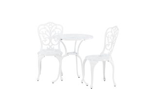 Caféset Utomhus - Venture Home Nandin Runt Cafébord Ø60 + 2 Caféstolar Vit