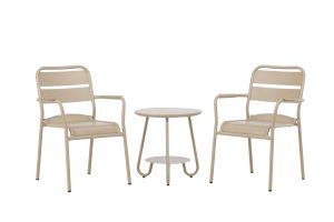 Caféset Utomhus - Venture Home Faro Runt Cafébord Ø50 + 2 Caféstolar Beige