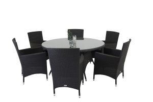 Karmstol Utomhus - Venture Home Malin 2-pack Svart/Grå inkl. dynor