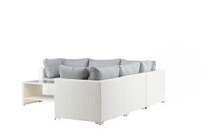 Loungegrupp Utomhus - Venture Home Amazon Hörnsoffa 5 Moduler + Soffbord Vit/Grå inkl. dynor