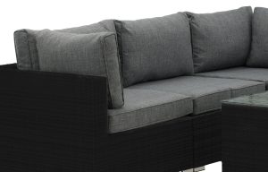 Loungegrupp Utomhus - Venture Home Amazon Hörnsoffa 5 Moduler + Soffbord Svart/Grå inkl. dynor