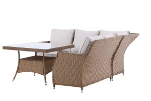 Loungegrupp Utomhus - Venture Home Vikelund Hörnsoffa 4-sits + Soffbord Natur/Beige inkl. dynor