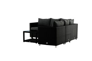 Loungegrupp Utomhus - Venture Home Vamos Hörnsoffa 5 Moduler + Soffbord Svart/Grå inkl. dynor