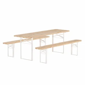 Matgrupp Utomhus - Venture Home Guiness Matbord 60x200 Natur + 2 Bänkar 200 Natur