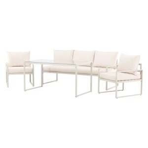 Loungegrupp Utomhus - Venture Home Catania Soffa 3-sits + 2 Fåtöljer + Soffbord Beige inkl. dynor