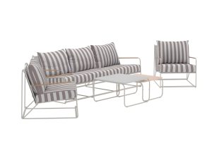 Loungegrupp Utomhus - Venture Home Palazzo Soffa 3-sits + 2 Fåtöljer + Soffbord Beige/Vit/Natur inkl. dynor