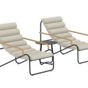 Loungeset Utomhus - Venture Home Ithaka 2 Fåtöljer + Sidobord Svart/Beige/Natur inkl. dynor