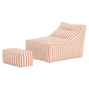 Loungeset Utomhus - Venture Home Redang Sittsäck + Fotpall Vit/Persika