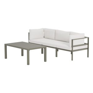 Loungegrupp Utomhus - Venture Home Copacabana Modulsoffa 2 Hörn + 1 Mitt + Soffbord Brun/Vit inkl. dynor