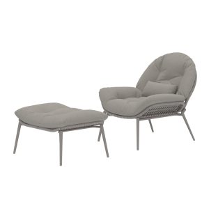 Loungefåtölj med Fotpall Utomhus - Venture Home Cala Beige inkl. dynor