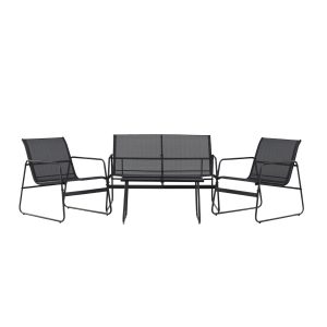 Loungegrupp Utomhus - Venture Home Scopello Soffa 2-sits + 2 Fåtöljer + Soffbord Svart