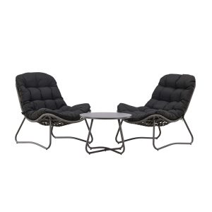 Loungeset Utomhus - Venture Home Cala 2 Fåtöljer + Sidobord Grå/Svart inkl. dynor