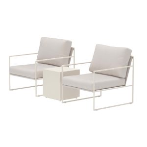 Loungeset Utomhus - Venture Home Lissabon 2 Fåtöljer + Sidobord Beige inkl. dynor
