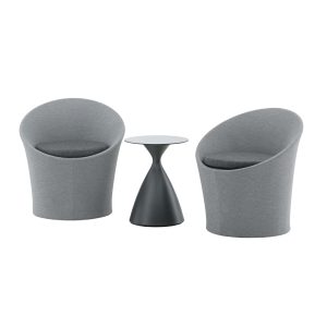 Loungeset Utomhus - Venture Home Spoga 2 Fåtöljer Grå + Sidobord Svart inkl. dynor