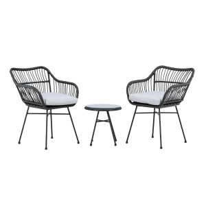 Loungeset Utomhus - Venture Home Viga 2 Fåtöljer + Sidobord Svart/Grå inkl. dynor