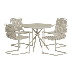 Matgrupp Utomhus - Venture Home Chios Runt Matbord Ø90 Beige + 4 Matstolar Beige