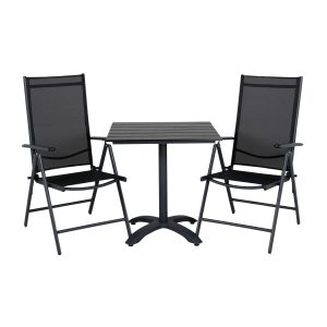 Matgrupp Utomhus - Venture Home Colorado Cafébord 70x70 Svart + 2 Break Positionsstolar Svart