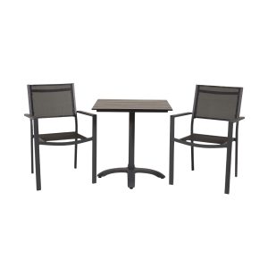 Matgrupp Utomhus - Venture Home Colorado Cafébord 70x70 Svart + 2 Copacabana Karmstolar Svart
