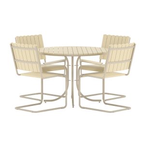 Matgrupp Utomhus - Venture Home Holmsund Runt Matbord Ø100 Beige + 4 Matstolar Beige