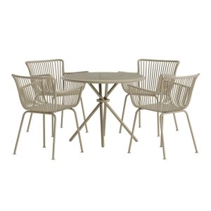 Matgrupp Utomhus - Venture Home Sifnos Runt Matbord Ø90 Beige + 4 Matstolar Beige