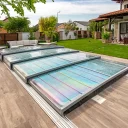 Pooltak Alva Premium 4x8 Aluminiumvit Skena Höger - Förmonterat