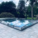 Pooltak Leia Premium 3,5x7 Aluminiumvit Dörr Höger - Förmonterat