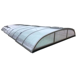 Pooltak Nova Comfort Premium 4x8 Aluminiumvit Dörr Höger - Förmonterat