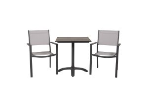 Matgrupp Utomhus - Venture Home Colorado Cafébord 70x70 Svart + 2 Copacabana Karmstolar Svart/Grå
