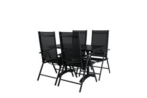 Matgrupp Utomhus - Venture Home Denver Cafébord 120x70 Svart + 4 Break Positionsstolar Svart