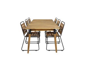 Matgrupp Utomhus - Venture Home Julian Matbord 210x100 Natur + 6 Bois Matstolar Svart/Natur