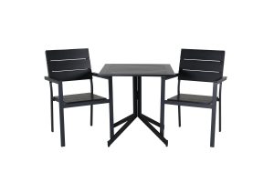 Matgrupp Utomhus - Venture Home Way Cafébord 70x70 Svart + 2 Levels Matstolar Svart