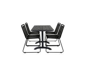 Matgrupp Utomhus - Venture Home Denver Matbord 70x120 Svart + 4 Lindos Matstolar Svart