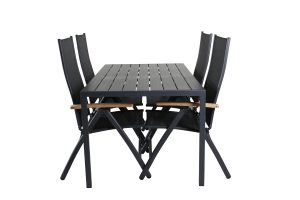 Matgrupp Utomhus - Venture Home Break Matbord 150x90 Svart + 4 Panama Positionsstolar Svart/Natur