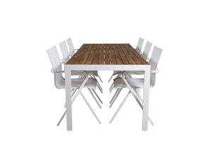Matgrupp Utomhus - Venture Home Bois Matbord 205x90 Vit + 6 Alina Matstolar Vit